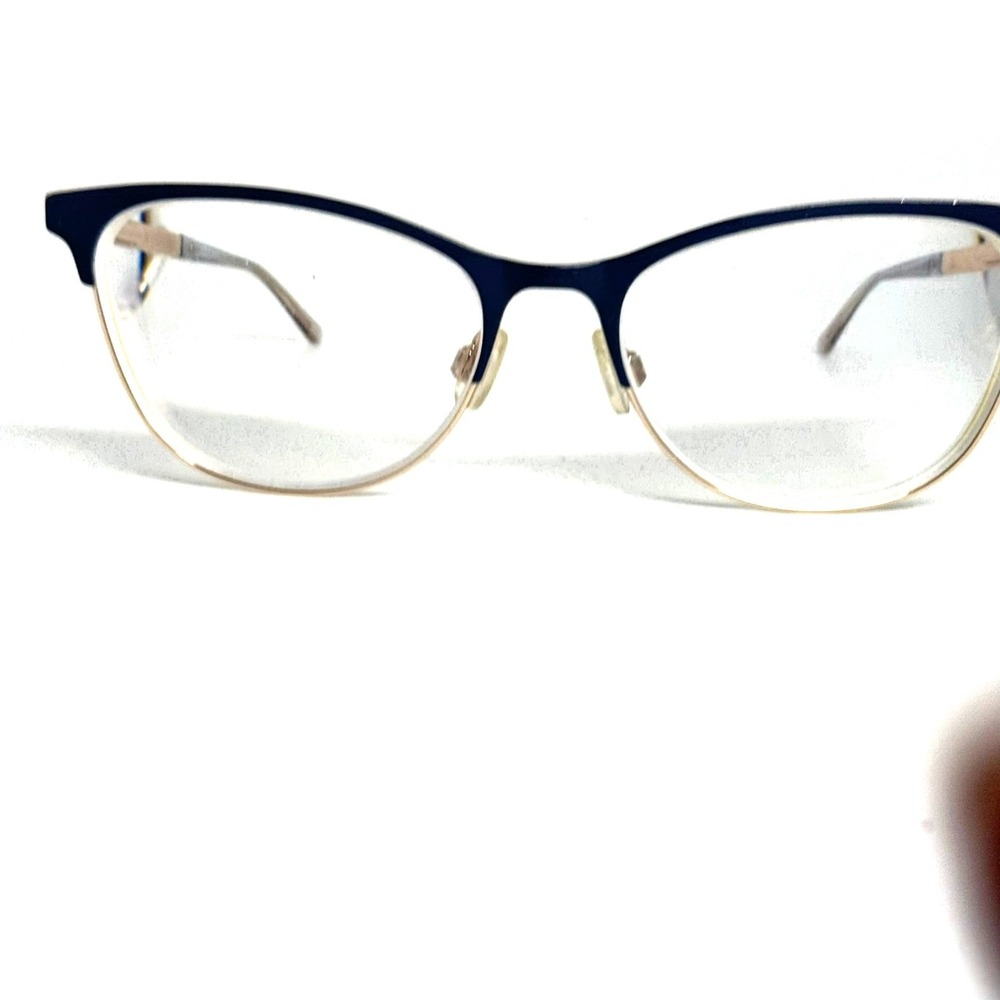 Cole Haan Navy Gold Cat Eye Eyeglass Frames 53-17-135 414 Navy